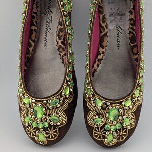 Beverly Feldman rhinestone ballet flat shoes